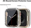 غطاء الماس لحالة Apple Watch 45mm 41mm 44mm 40mm 42mm 38mm 38 مم حامي شاشة المصد الزجاجي المقسّر