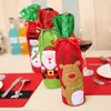 Saco para garrafa de vinho de Natal Boneco de neve Papai Noel Decoração de vinho Capas Sacos de presente de Natal para férias