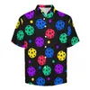 Camisas casuales para hombres Blusas con estampado de bolas Hombre Colorido Pickleball Hawaii Manga corta Impreso Divertido Camisa de vacaciones de gran tamaño Idea de regalo