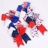 فتيات جميلات Bowknot Hair Bands Baby Stripe Stars USA Flag Elstic Hairband Head Wraps Kids Turban Flower Headdress Baby Beadbands Associory Hair Associations