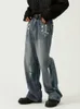 Mannen Jeans HOUZHOU Oversized Verontruste Broek Mannen Gescheurd voor Y2K Blue Denim Broek Mannelijke Punk Japanse Streetwear Hip Hop 230619