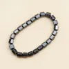 Link bransoletki czarne sześciokątne koraliki ręcznie robione bransoletka neutralna naturalna hematytowa kamienna biżuteria moda do noszenia imprezowego