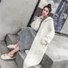 Women's Knits 2023 Women Autumn Winter Loose Sweater Open Stitch Coats Female Hooded Knit Cardigans Ladies Faux Mink Cashmere Jackets T585