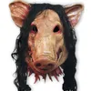 Party Masks Halloween Scary Masks Novely Pig Head Horror With Hair Masks Caveira Cosplay Costume Realistic LaTex Festival Supplies Mask 230617