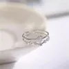 Pierścienie klastrowe Obchać srebrny otwartej regulowanej podwójnej warstwy pierścień dla kobiet cyrkon CZ Dainty Knuckle Wedding Jewelry Gift