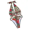 Costumi da bagno da donna Costume da bagno intero imbottito aderente Stampa leopardata Splendido monokini ad asciugatura rapida per le vacanze