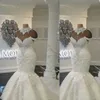 New Sexy Luxury Dubai Arabic Mermaid Abiti da sposa Collo alto Illusion Appliques in pizzo Crystal Beaing Hollow Back Tulle Formale Bri209k