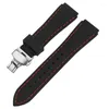 Titta på band Yopo Waterproof Wear-Resistent Quality Rubber Watchband konvex svart silikonkedja 18 20 22 24mm