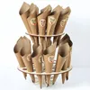 Dekoracja imprezowa drewniane ślubne konfetti stożkowe stożki rustykalne ramy taca ramy Kraft Paper Favor Holder Wsparcie