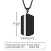 Acier inoxydable noir simple étiquette de chien pendentif collier Rolo chaîne pour hommes cadeaux de mode 3mm 24 pouces n1886