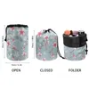 Cosmetic Bags Coloranimal Cherry Blossoms Prints Daily Use Portable Bag Reusable Soft Cylindrical Ladies Organizer Barrel Organizers