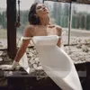 2021 Charming Sheath Wedding Dress Spaghetti Straps Off Shoulder Bride Dresses Sexy Backless Ankle Length Straight Bridal Gowns Cu279K