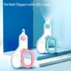 LED Dog Nail Clipper Dog Nail Trimmers pour petits animaux avec lumières LED Pet Dog Cat Nail Clippers Professional Beauty Care Tools