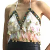 Stage Zużycie 1PC Belly Dance Bra dla Tajlandii/Indii/Arabskiej cekinowej frędzl