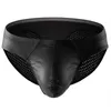 Underpants Men's Briefs Imitation Leather Low Fanny Pack Hip Sexy Underwear Color Bump Design Mens Men X Temp