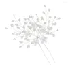 Hair Clips Hairpins U-shaped White Flower Headwear Style Alloy Wedding Bridal Accessories Piece Pins Hypoallergenic