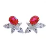 Studörhängen lyx enkel silver 925 smycken kvinnor ruby ​​6 8mm oval cut diamant fin för kvinna 2023 gåvor