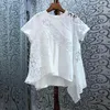 Koszulki damskie thikigawa o szyja patchwork kontrast kolor ropa mujer elegancki moda krótkie rękawe T-shirty wszystkie dopasowane hafty gwiazdy