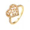 Cluster Ringen Dames Perzik Ring 3A Zirkoon Hoge Kwaliteit Hartvorm Vrouwelijke Mode Enkele Sieraden