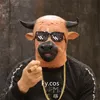 Party Masks Furry Bull Mask Rave Cosplay Latex Mascara Hood Halloween Accessories Horror Animal Full Head Cover Scary Cow Costume For Men 230617