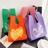 Shopping Bags Handmade Knit Handbag Women Mini Knot Wrist-bag Female Casual Color Heart Design Tote Bag Student Reusable