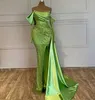 2023 ASO EBI GREEN MERMAID PROMドレススパンコールレースイブニングパーティー2番目のレセプションブライドメイイドエンゲージメントガウンドレスローブDE SOIREE ZJ416