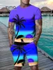 Męskie dresy na Hawajskie T-shirt Zestaw 2-częściowy 2-osobowy moda na plaży swobodny krótki rękaw