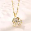 Pendant Necklaces Lovely Zircon Crystal Baby Elephant Women Clavicle Chain Female No Fade Gold Color Stainless Steel Jewelry