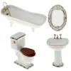 Tools Workshop 4 Exquisite Workmanship And Beautiful Design Ceramic Bathroom Set /12 Miniature DollhouseInclude Bathtub Toilet Sink Mirror 230617