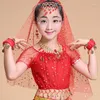 Scene Wear Children paljetter Oriental Festival Tops Belly Dancer Jazz Elegant Dance Costume Arab Clother Girl Latin Solid Color T-shirt