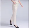 Pantalon femme 5XL Long femme taille haute Stretch coton pantalon droit ample solide travail bureau dames
