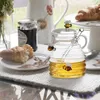 Storage Bottles Cute Glass Honeycomb Tank Kitchen Tools Honey Container With Dipper And Lid Bottle For Wedding Party Home