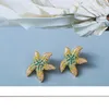 Stud Earrings Trendy Colorful Starfish Dangle Cute Personality Rhinestone For Teens Luxury Jewelry Summer Party Gifts 2023