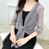 Chemisiers pour femmes Cardigan d'été Dames Sexy Mince Crème Solaire Veste Courte Ling Robe Manteau Type Châle Cardigans