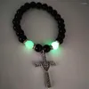 Charm Armbanden Mode Pistool Vorm Lichtgevende Fluorescerende Armband Vulkanische Steen Kraal Handgemaakte Sieraden Klein