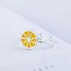 Bagues De Grappe Couleur Argent Fruit Citron Orange Bijoux Ouverts Anillo De Plata Anello