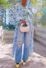 Magliette da donna Camicette monospalla trasparenti in chiffon sexy Camicette a maniche lunghe a lanterna da donna con cinturini Stampa floreale moda estiva
