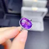 Anelli a grappolo Moda donna Argento sterling 925 Grande anello ovale con ametista Gioielli da sposa in cristallo viola retrò