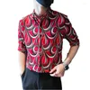 Camicie casual da uomo 2023 Moda uomo Versione coreana della camicia a fiori con maniche a cinque punte traspirante in stile britannico