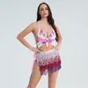 Stage Wear Women's Dance Dress High-quality Exquisit Amba Sexy Chacha Belly Sequins Suit Skirt Tassels Nightclubs Clothing