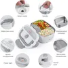 Bento Boxes Stainless Steel Electric Lunch Box 220V 110V 24V 12V Portable Picnic Office Home Car Heating Food Heated Warmer Container Set 230617