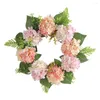 Decoratieve Bloemen Kunstmatige Deurkrans Roze En Paarse Hortensia Lente Met Groene Bladeren Voordecoratie Muur Tulp Lila