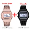 Andra klockor 2st Fashion Digital Men's Watches Gold Luxury rostfritt stål länk armband handledsklocka band affär elektronisk man klocka 230619