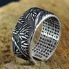 Rings Rings S999 Pure Silver Heart Sutra Thai Retro Open Ring Fashion Men Fashion Personals