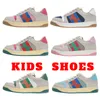 Kinderschuhe Kleinkinder Screener Sneaker Beige Butter Dirty Lederschuhe Italien Designer Vintage Rot und Grün Baby Kinder Sneakers Gummisohle Klassische Freizeitschuhe