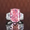 Cluster Rings Fine 8ct Pink Moissanite Diamond Ring Real 925 Sterling Silver Party Wedding Band per le donne Gioielli di fidanzamento da sposa