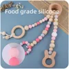 Rattles Mobiles 3/4 Pcs Baby Gym Frame Beech Wood Ring Baby Fitness Rack Pendants Silicone Beads Teether born Stroller Rattle Play Gym Toys 230617