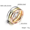 Bröllopsringar 3 PCS Kvinnliga Solitire Stone Ring Set Rose Gold/Gold/Silver Color Rostfritt stål Engagemang för kvinnor