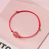 Braccialetti con ciondoli QiLuxy Handmade Nature Strawberry Quartz Moonstone Beads Bracciale per donna Uomo semplice corda rossa gioielli coppia fortunata