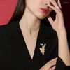 Brooches Luxury Full Crystals Inlaid Zircon Elk Brooch Pin Cute Deer Animal For Women Christmas Accessories Gifts